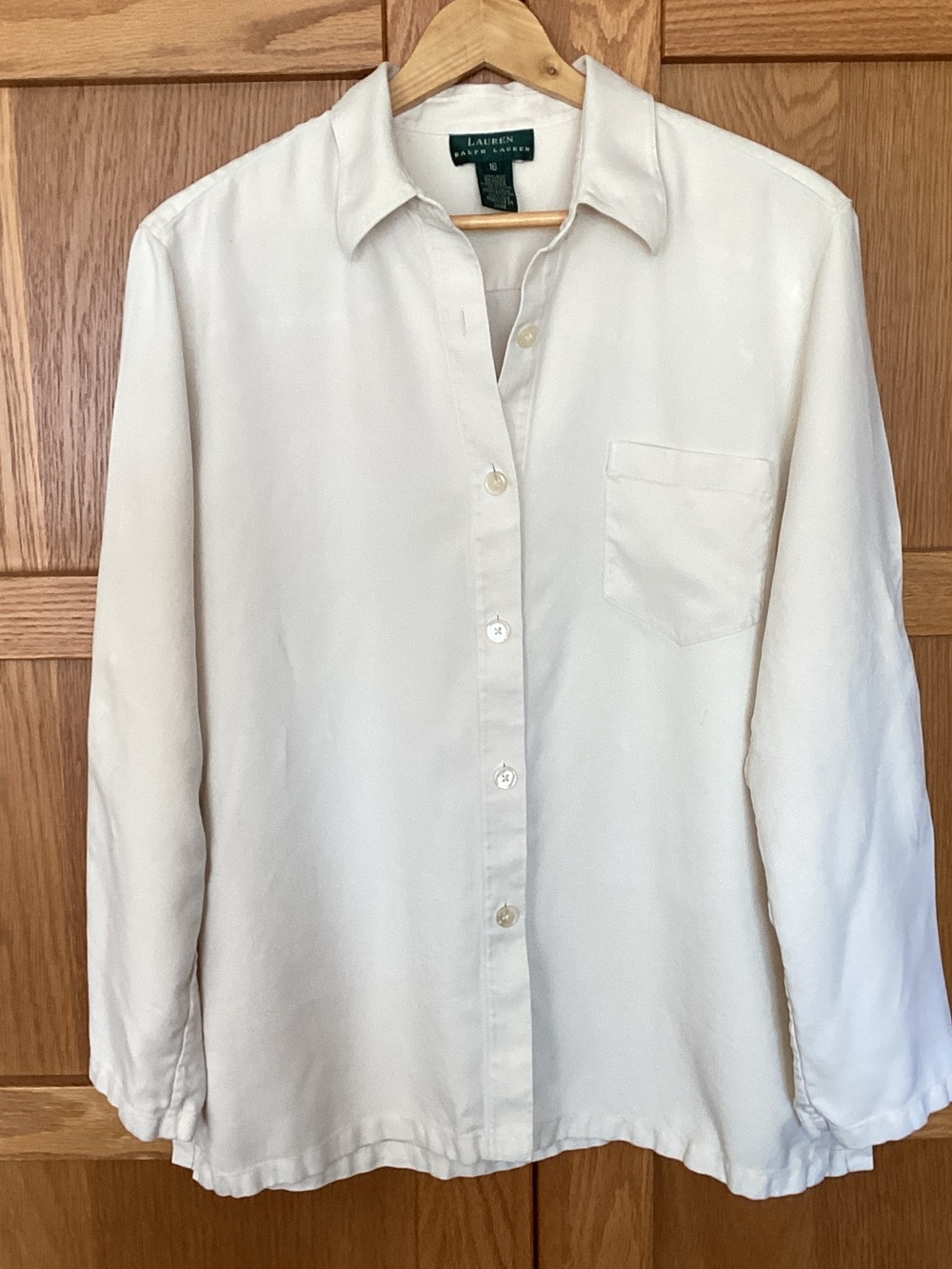 Lauren Ralph Lauren Cream Button-Down Long Sleeve Shirt